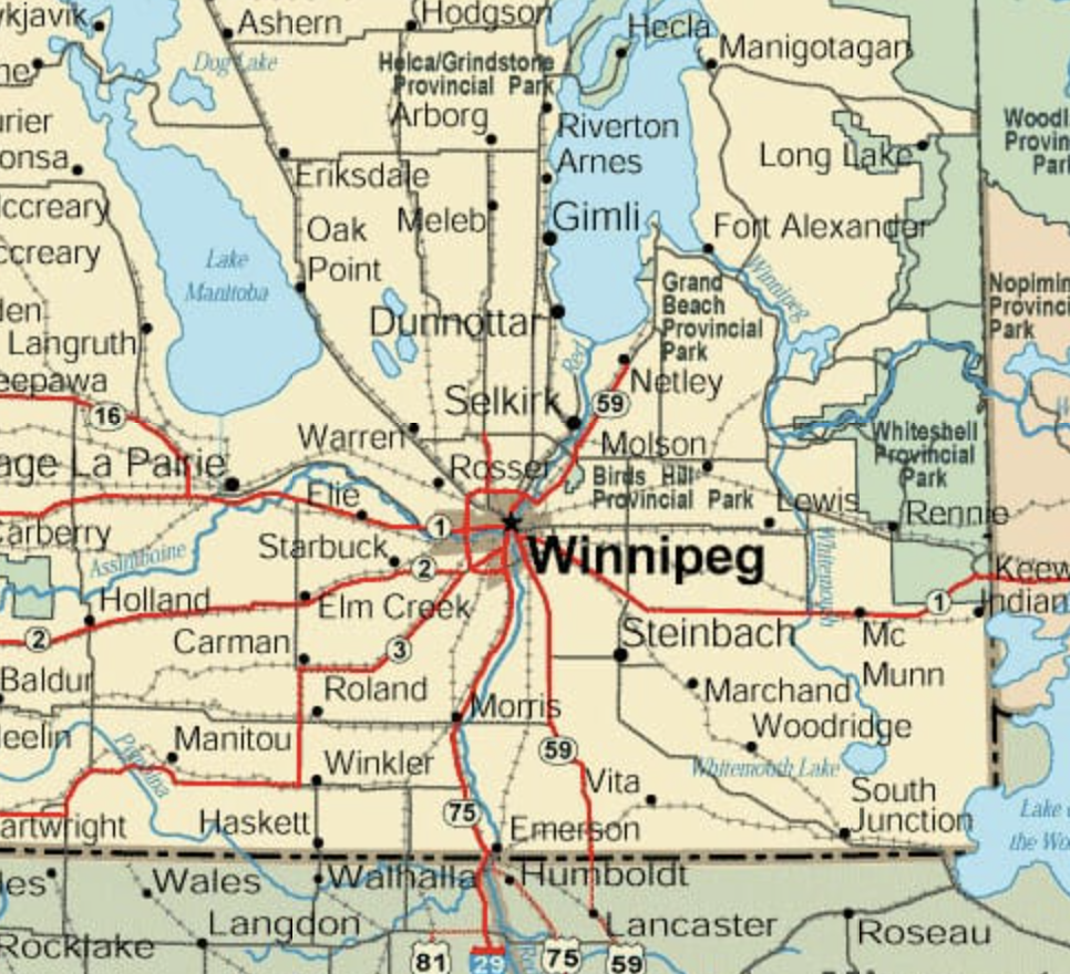Map of Winnipeg area
