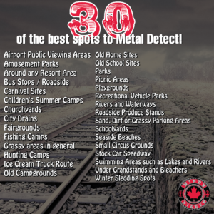 These are 30 of the best spots to go detecting. Brought to you by the Windy Digger.